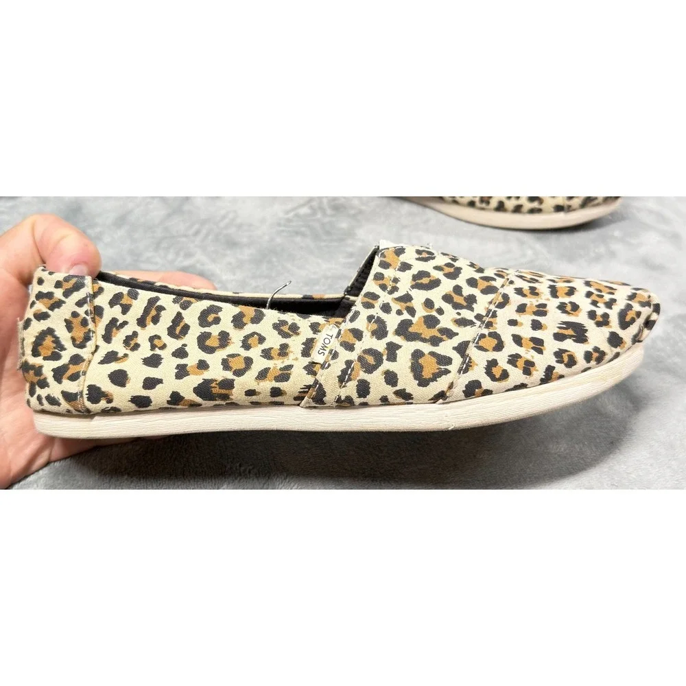 Toms Classic Alpargata Flats Womens 8 Leopard Print Canvas Slip On Shoes
